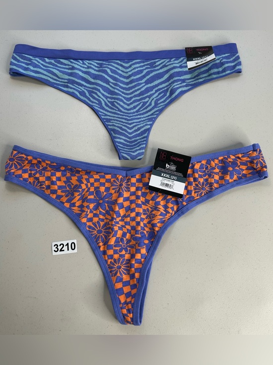 No Boundaries Other - No Boundaries Women's Seamless Thong Panties 3XL Peri Mist Zebra & Warped Floral